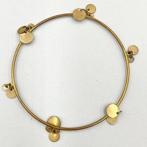 VTG Tri-Color Bangle Bracelet Set Boho Hammered Coin Charm Dangle Jewelry 3pc‎